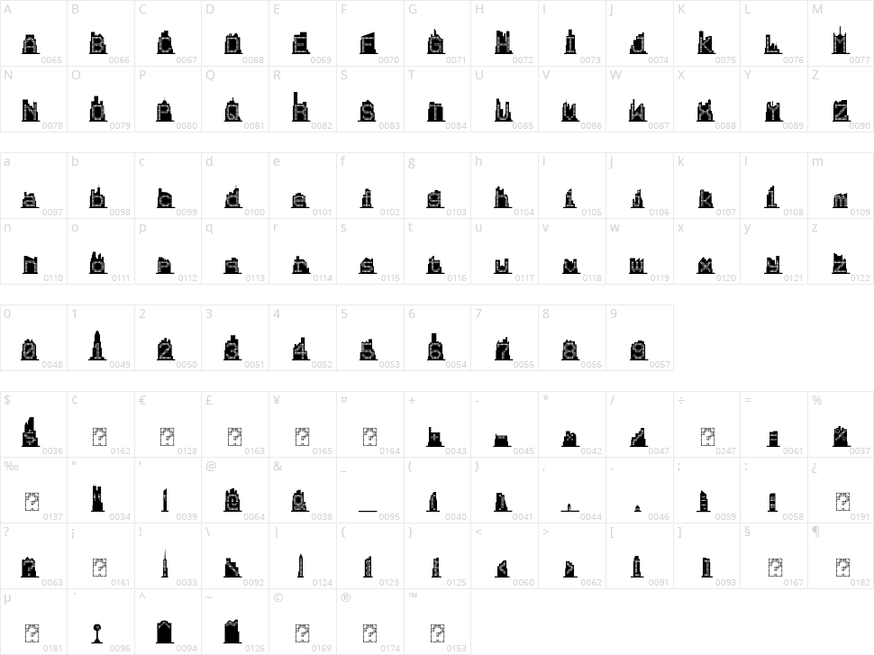 Skyline Character Map