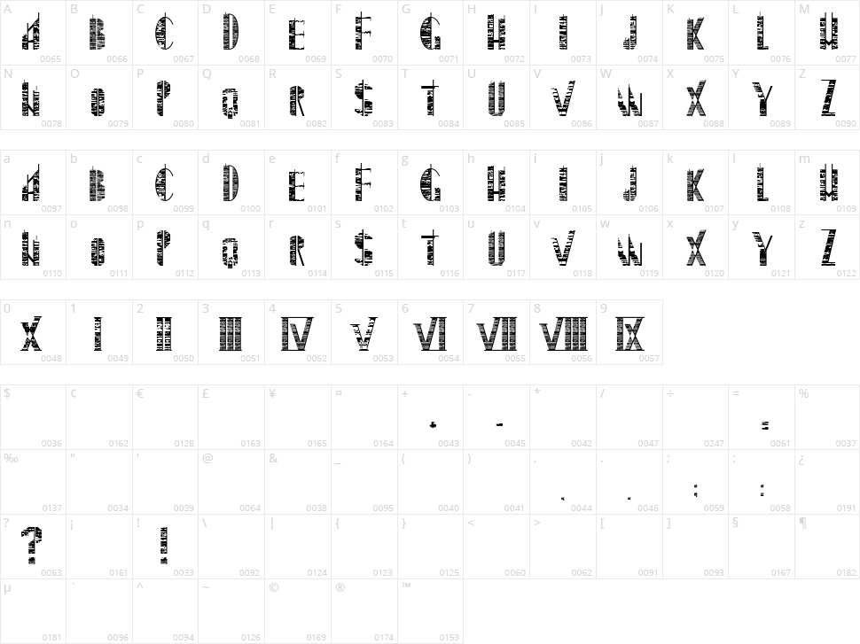 Skyscraper Character Map
