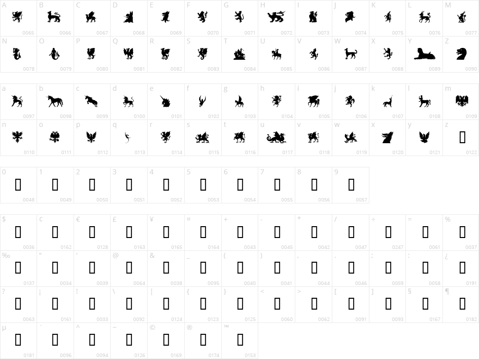 SL Mythological Silhouettes Character Map