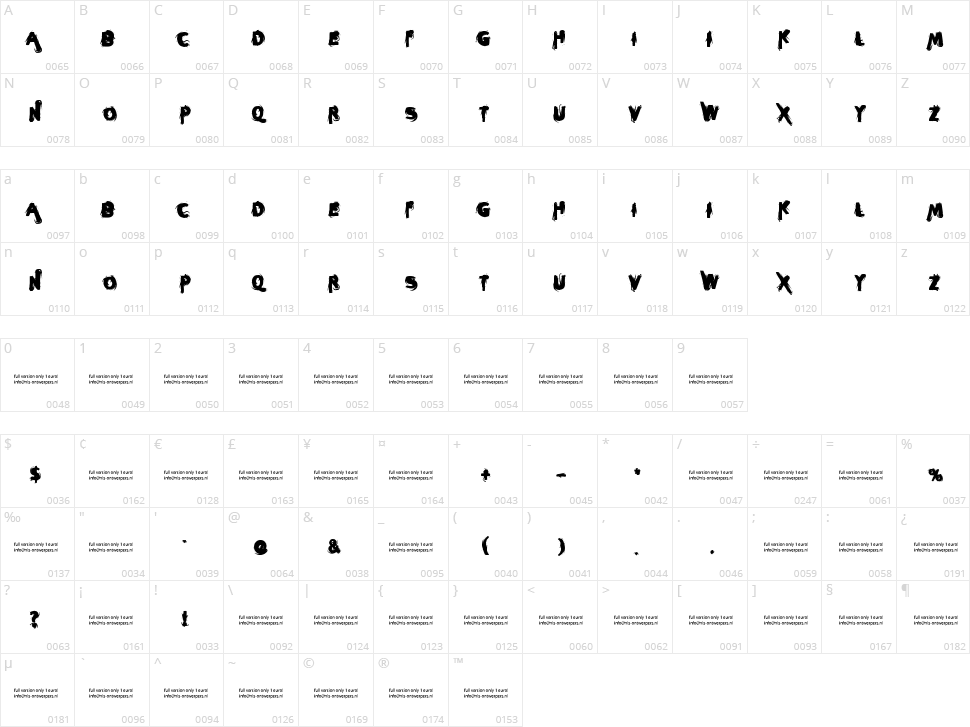 Sleeperzzzz Character Map