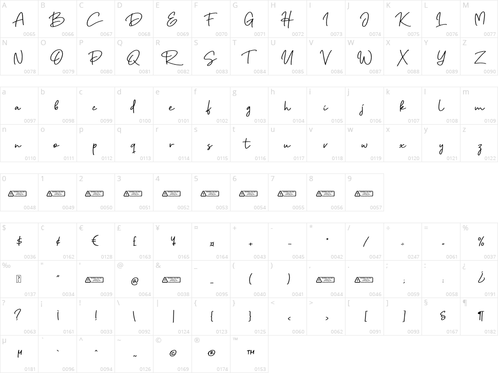 Smart Hallen Character Map