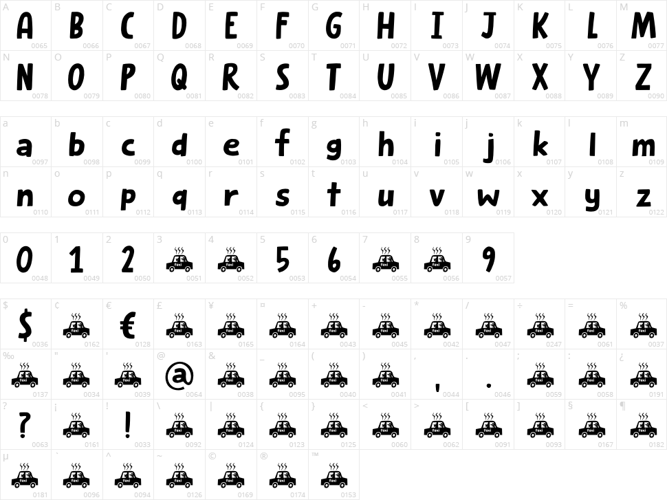 Smelly Taxi Character Map