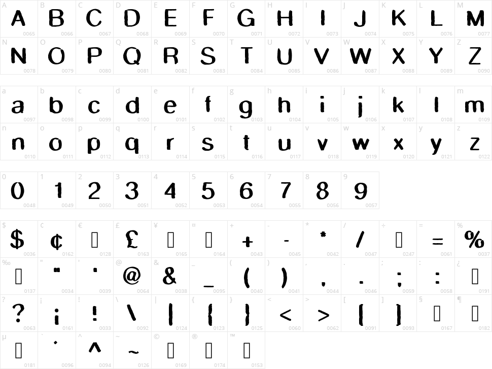 Smudge Stick Character Map