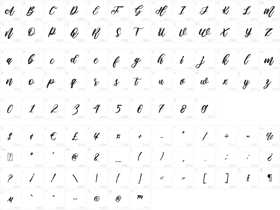 Snow Fall Character Map