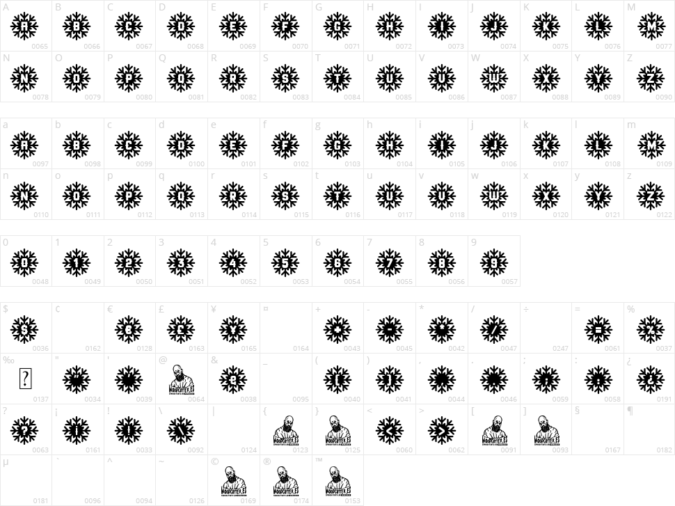 Snow Star Type Character Map