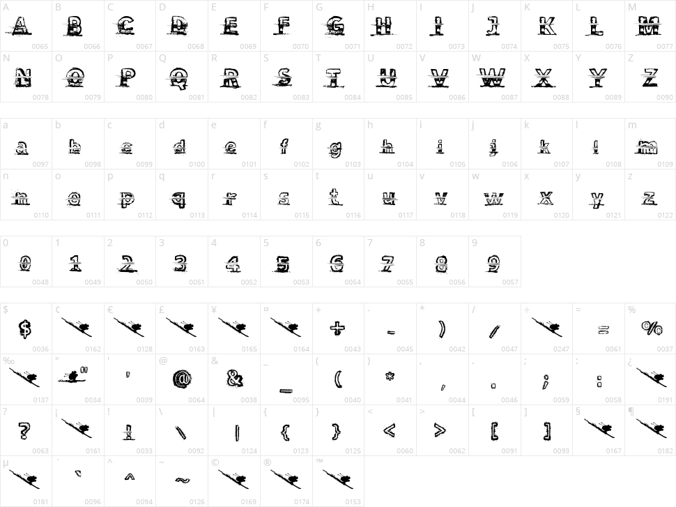 Snow Traces Character Map