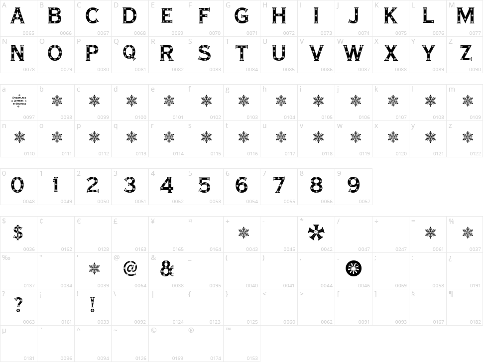 Snowflake Letters Character Map