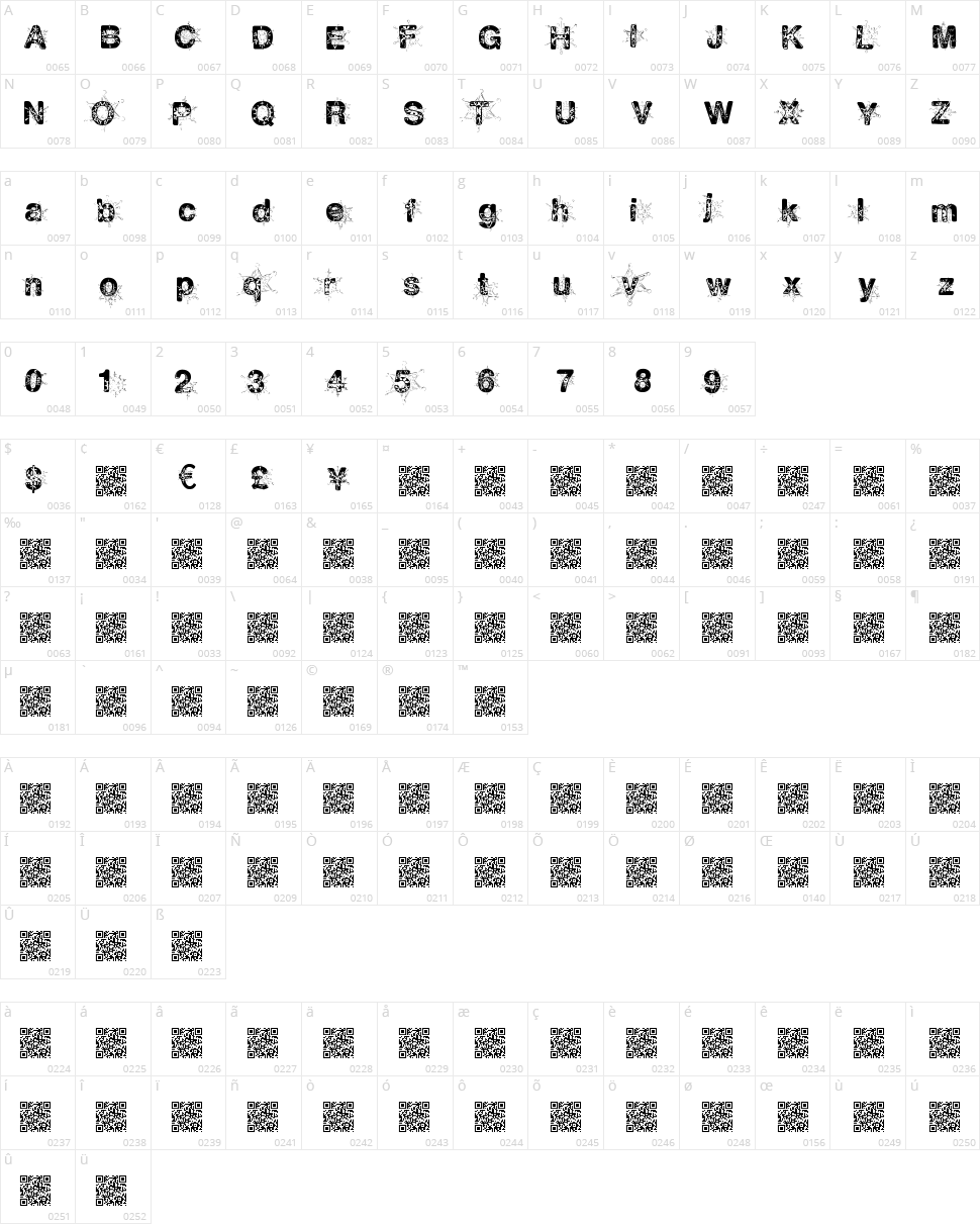Snow Flakes Character Map