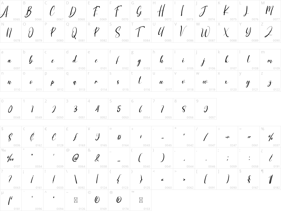 Snowlight Character Map