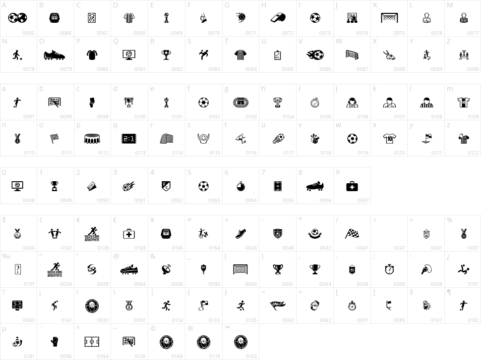Soccer Icons Character Map