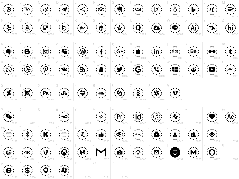 Social Networks Colors Character Map