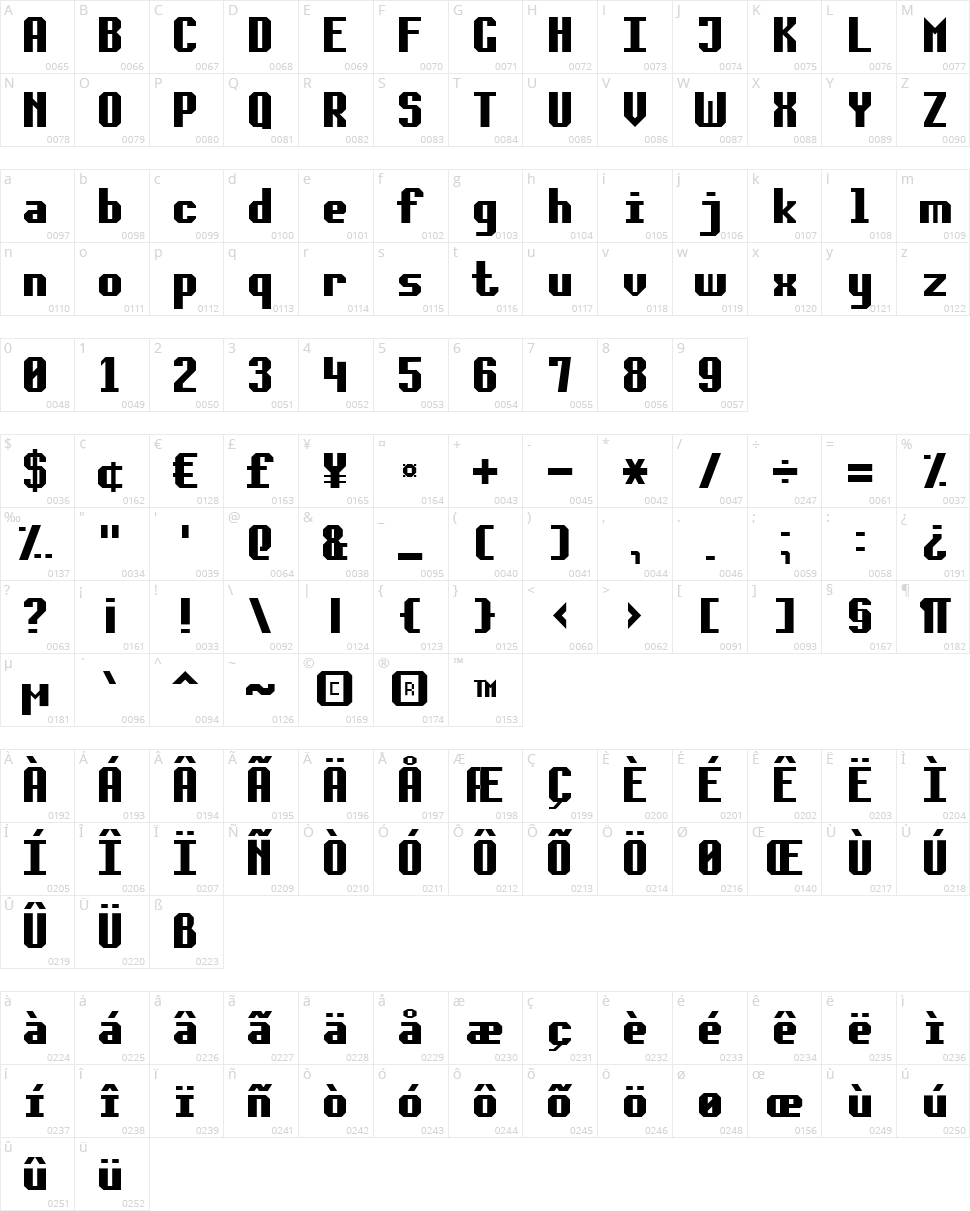 Soft Lines 7 Character Map