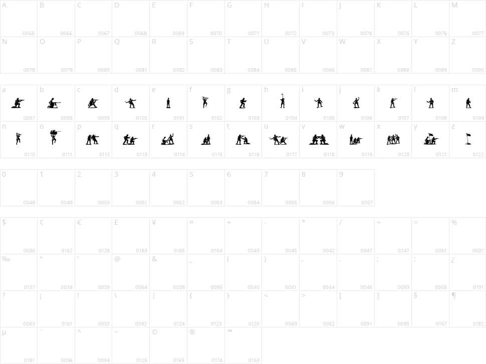Soldiers of Hell Character Map