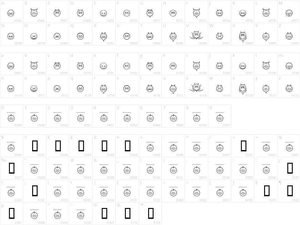 Some Devil Faces Character Map