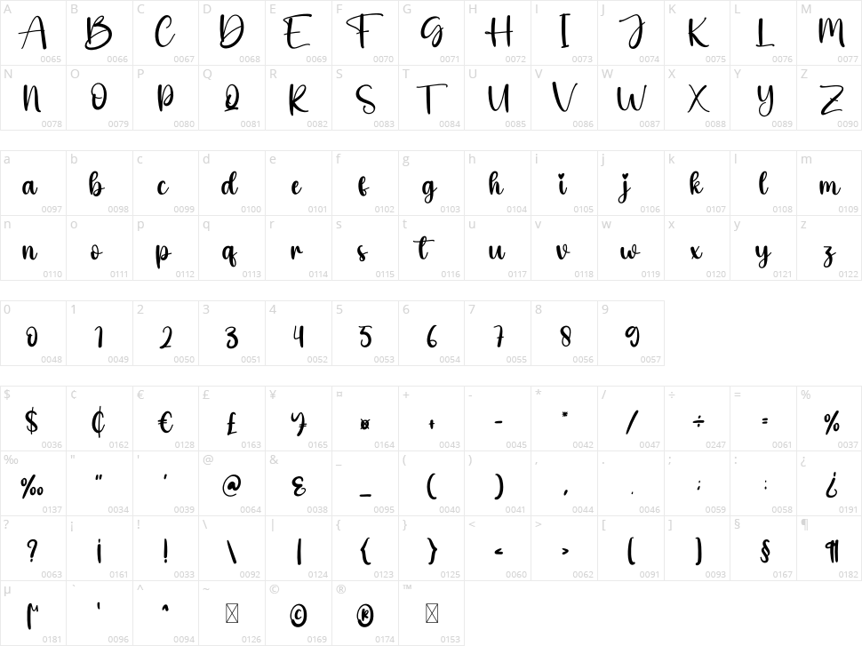 Somebody Character Map