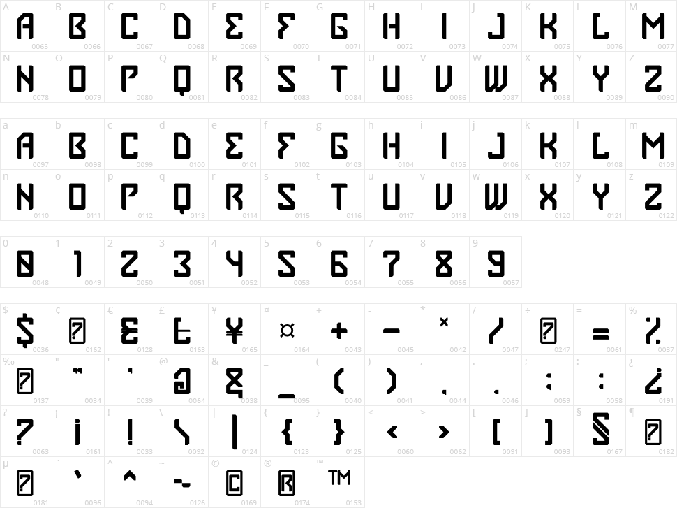 Space Crow Character Map