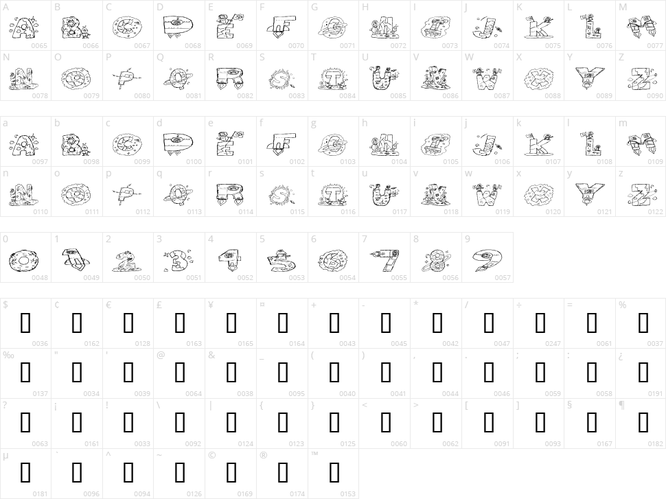 Space Attack Character Map