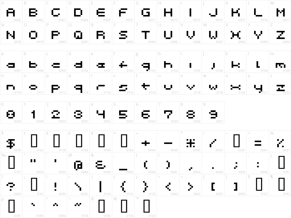 Spacebit Character Map