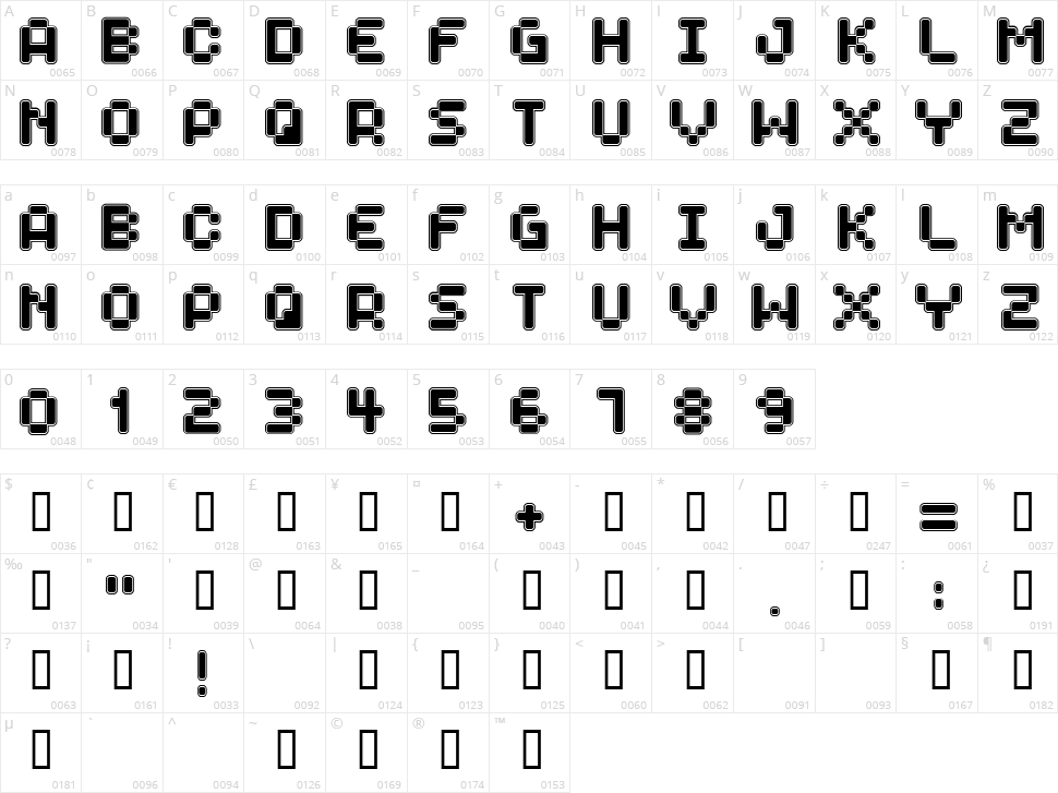 Spaceboy Character Map