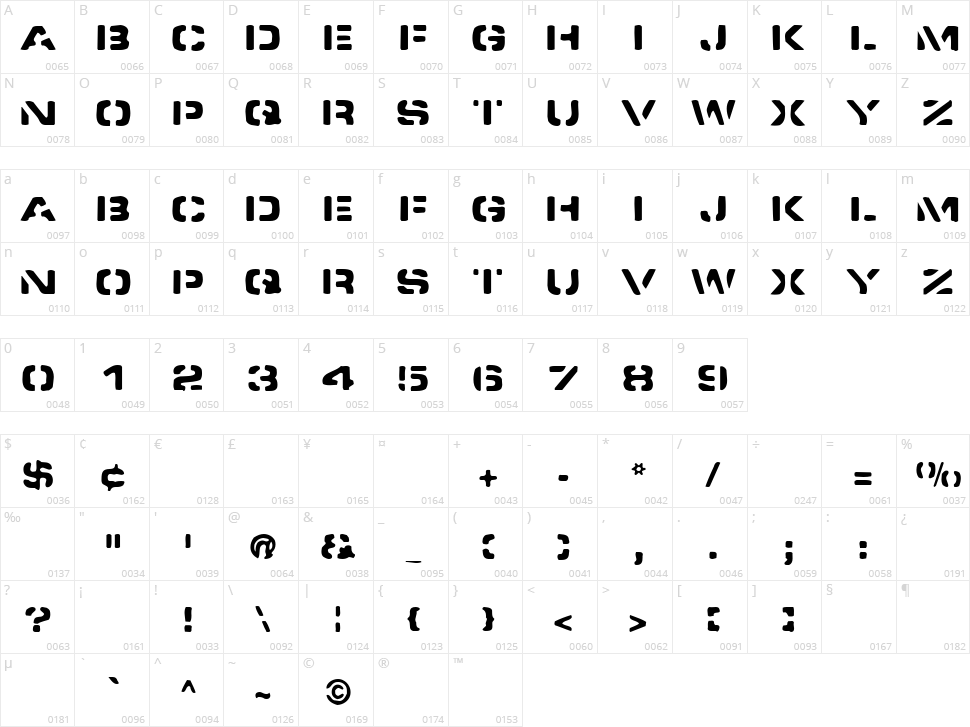 Spacedock Stencil Character Map