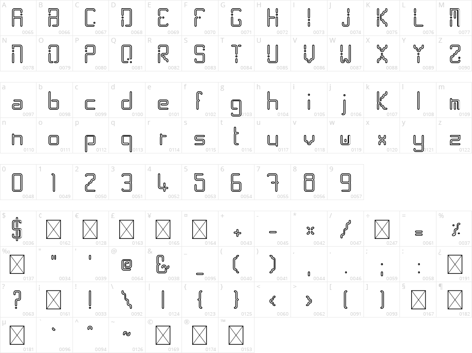 Spacenoid Character Map