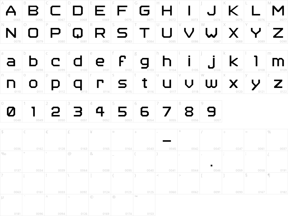 Spaceport 2006 Character Map