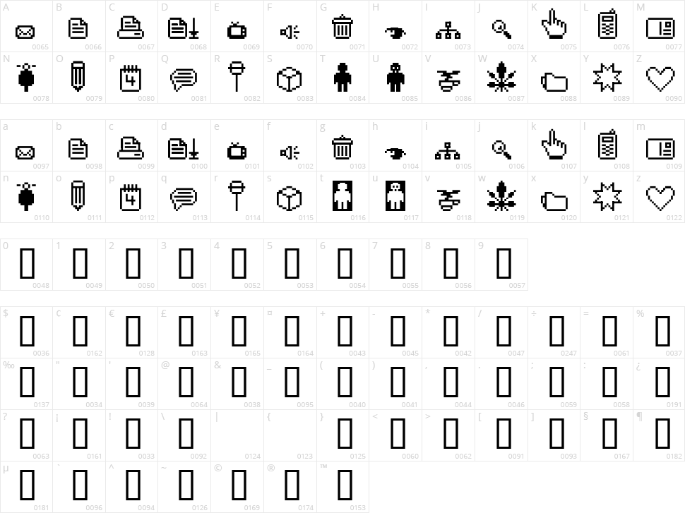 Spaider Simbol Character Map
