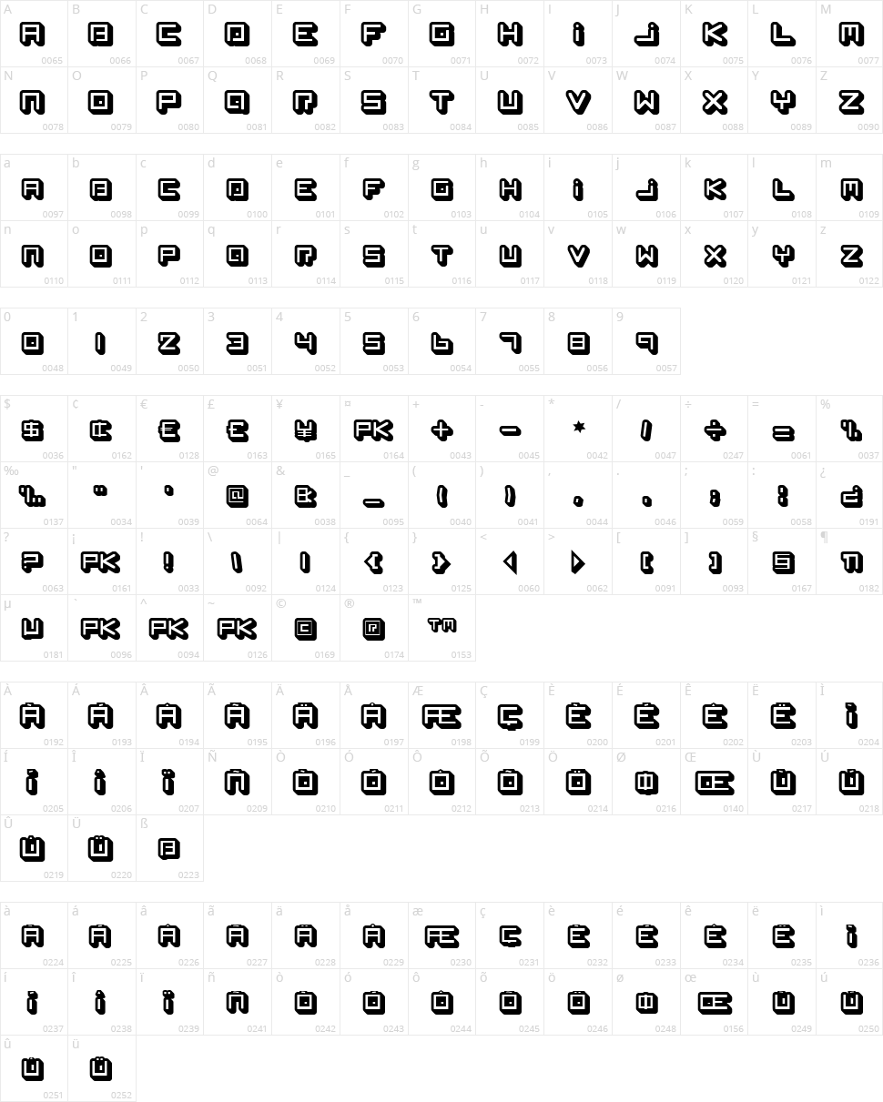 Spleen Machine Character Map