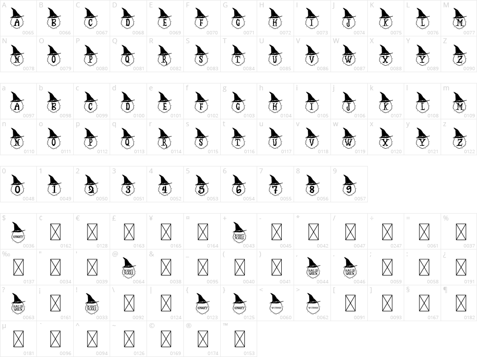 Spooky Monogram Character Map