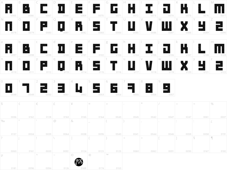 Spoutnik Character Map
