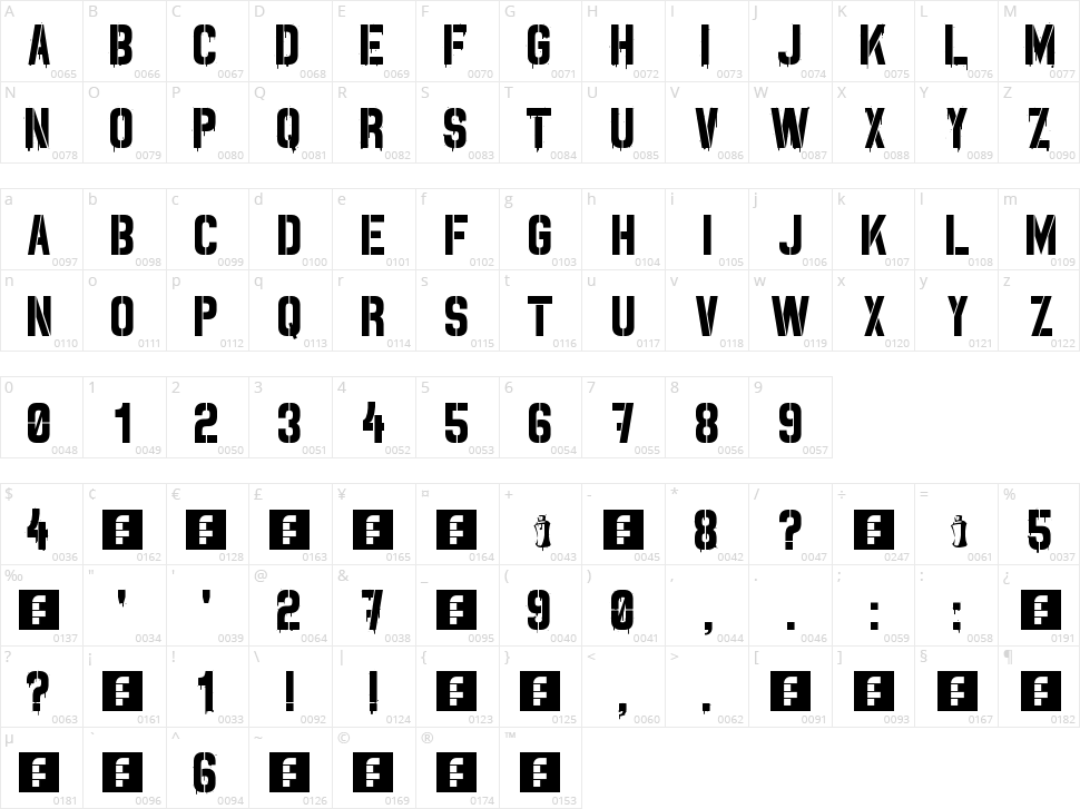 Spray Me Character Map