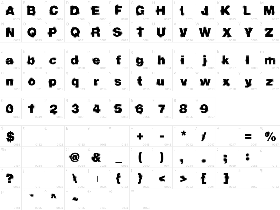 Sprayvetica Character Map