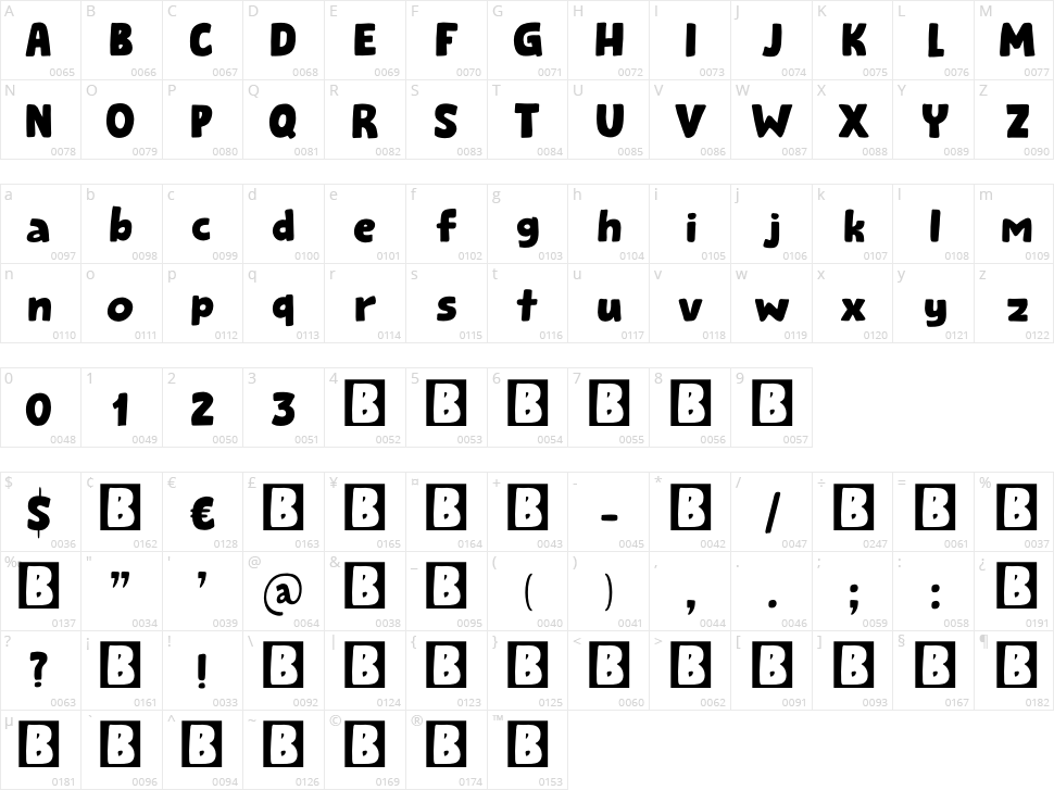 Square Beat Character Map