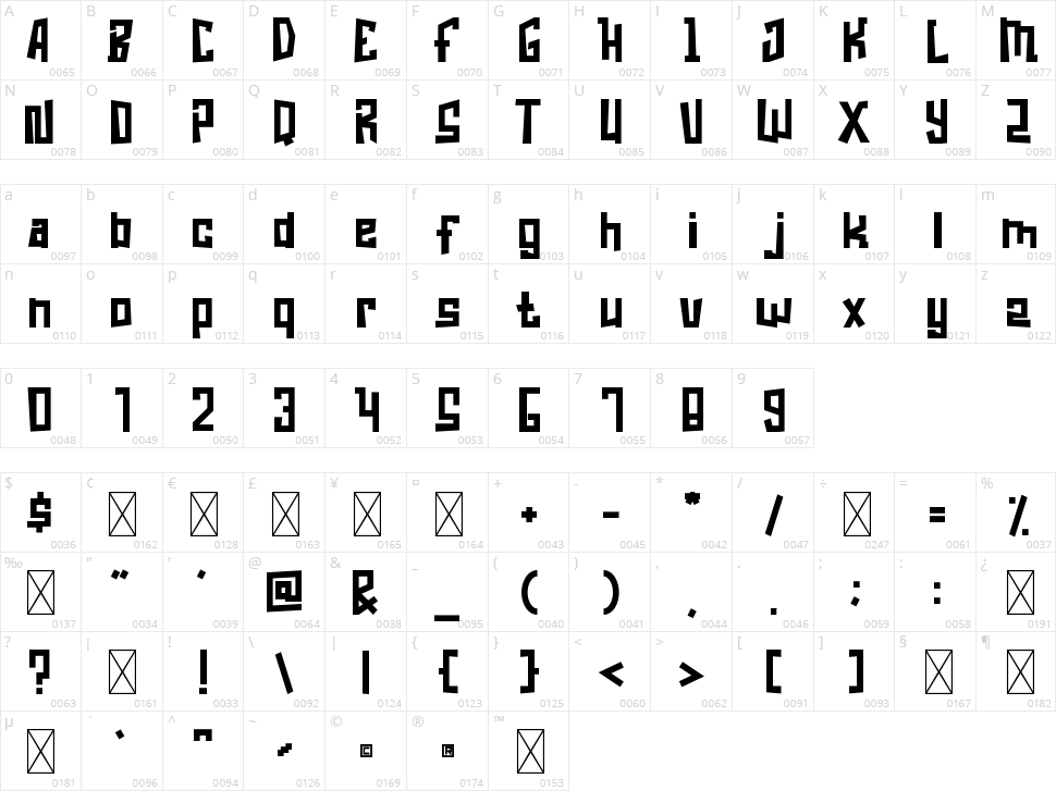 Square Squads - Playful Display Font Character Map