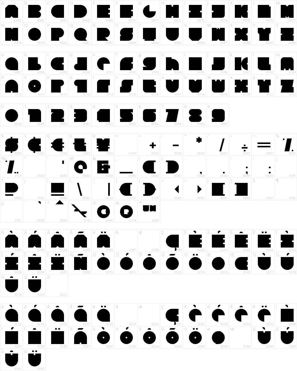Square 80 Character Map