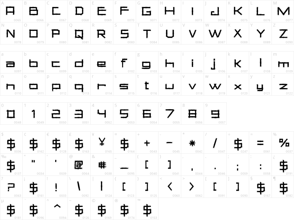 Square Chalk Character Map