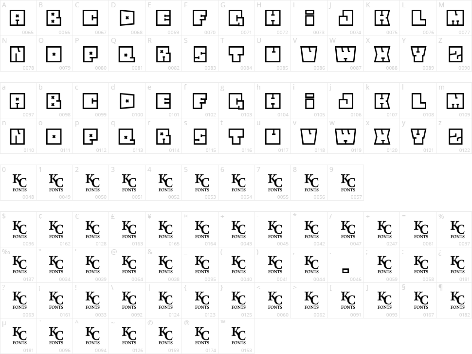 Square Flo Character Map