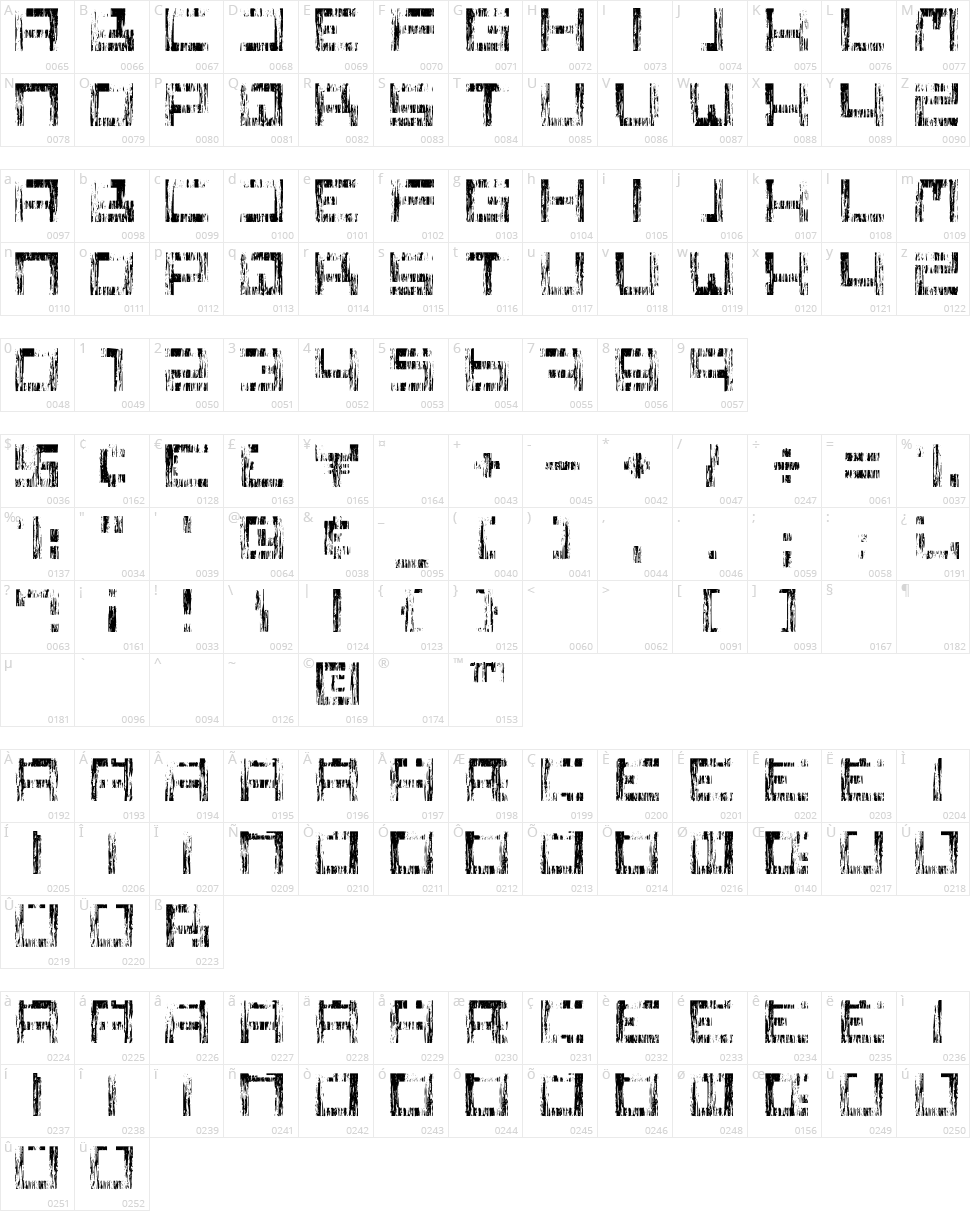 Square One Grunge Character Map