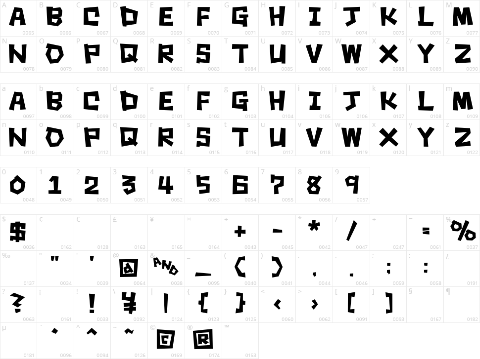 Square Rough Character Map