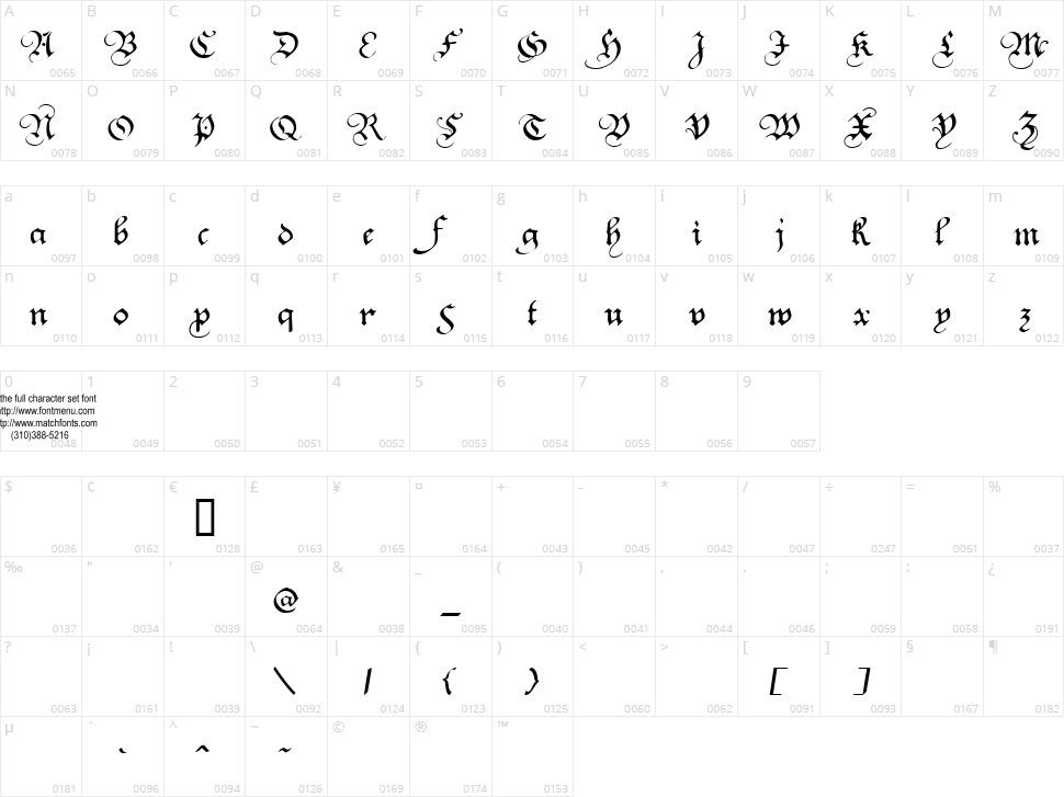 Square Text Character Map