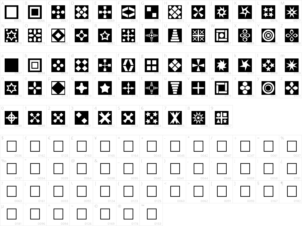 Square Things Character Map