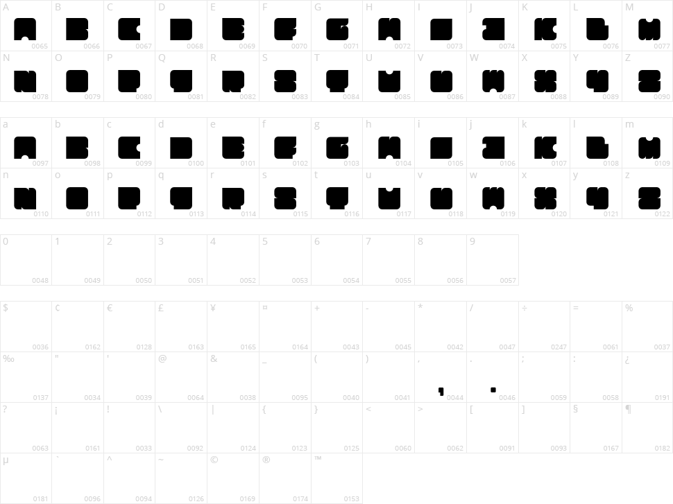 Squares Character Map