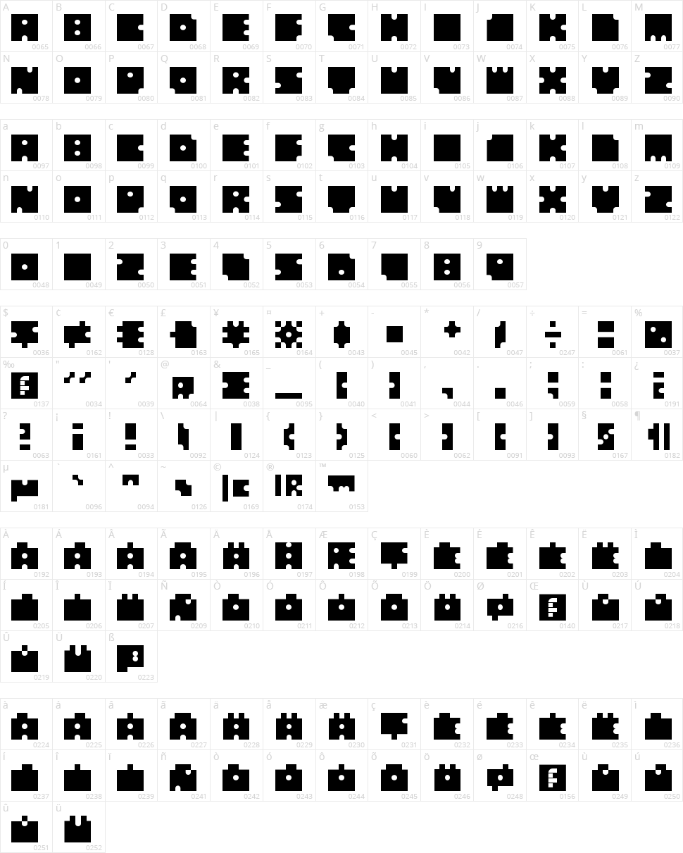 Squares Circles Character Map