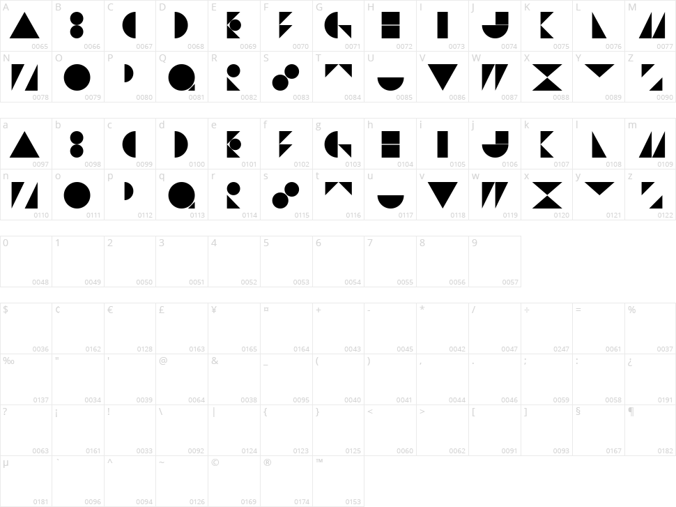 St Bookashade Character Map