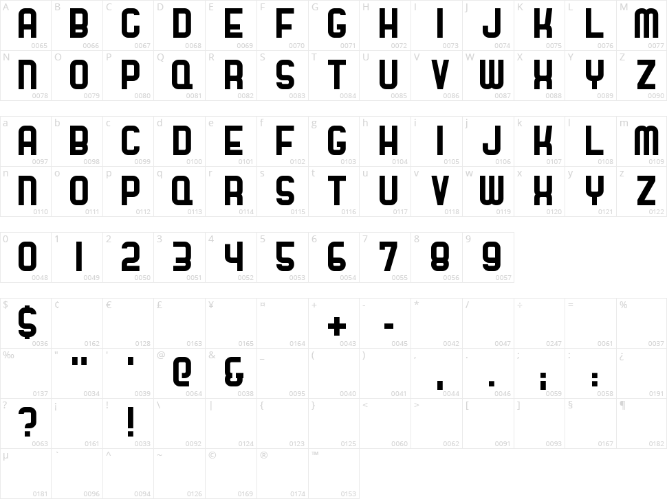 Stadium Character Map