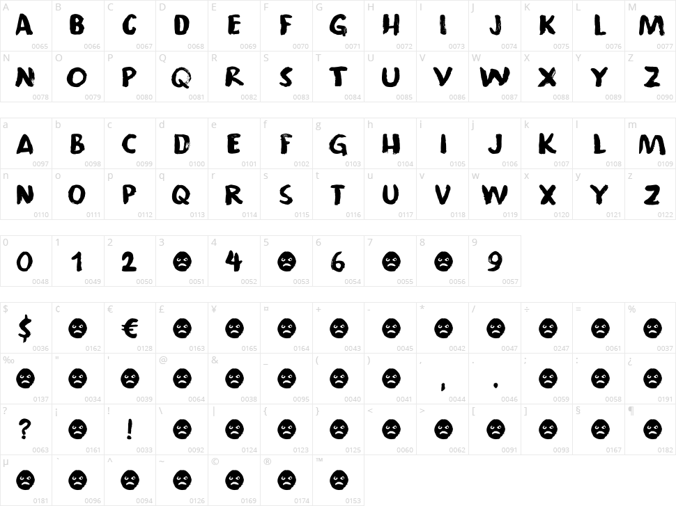 Stage Invader Character Map