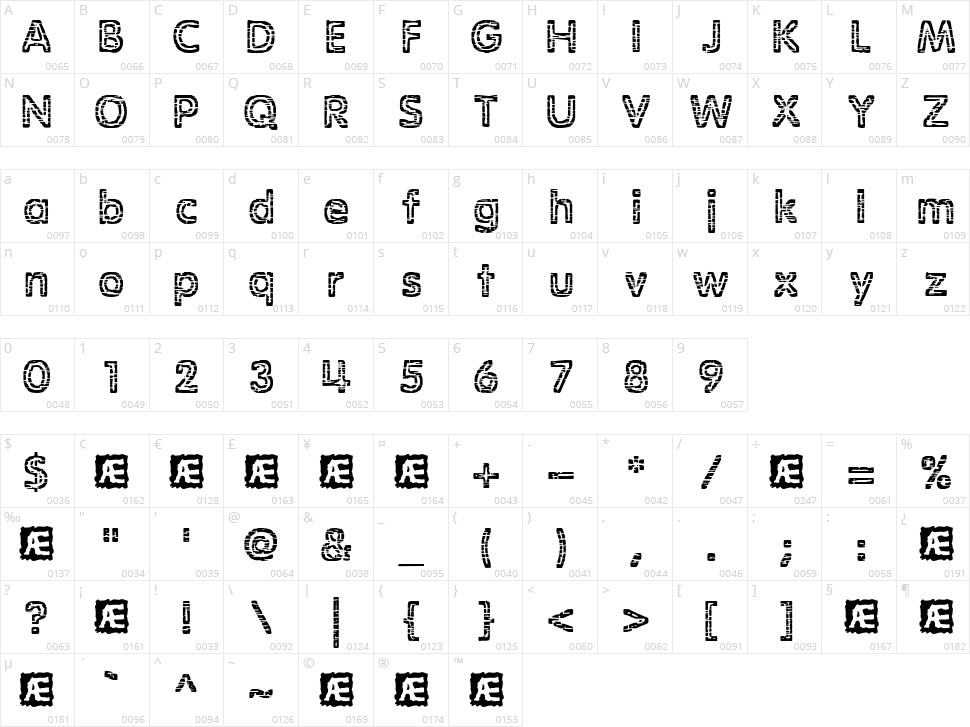 Stagnation BRK Character Map