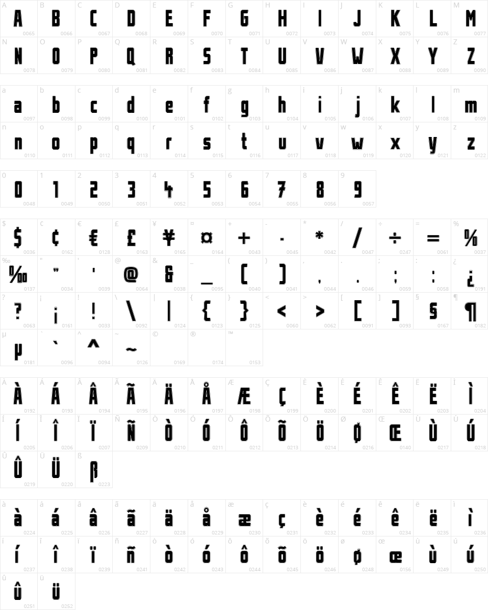 Stahlbetontraeger Character Map