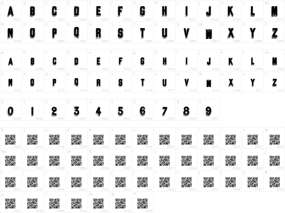 Standard Header Character Map