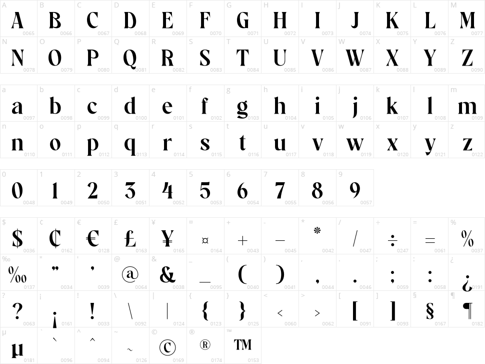Stanley Character Map